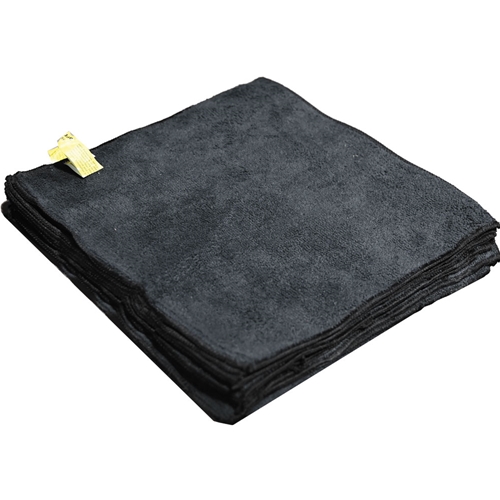 Microfiber Towel Mesh 320gsm Yellow with Black Stitch Edge 12 x 12 Inch